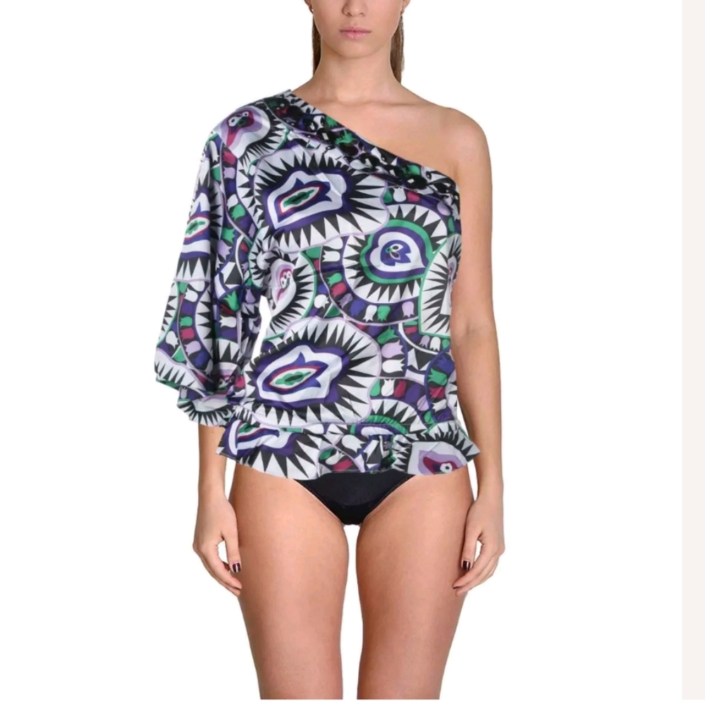RACHEL LYM CRISTA MOSAIC BEADED COVER UP XS